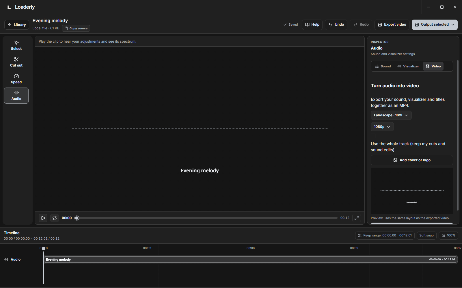 Turn audio into a video