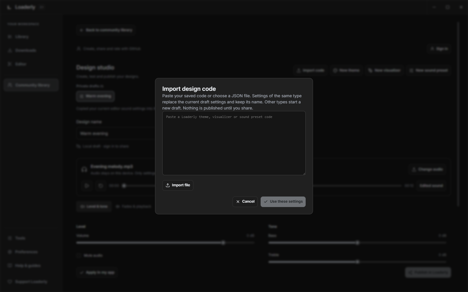 2. Start with your settings or an existing code
