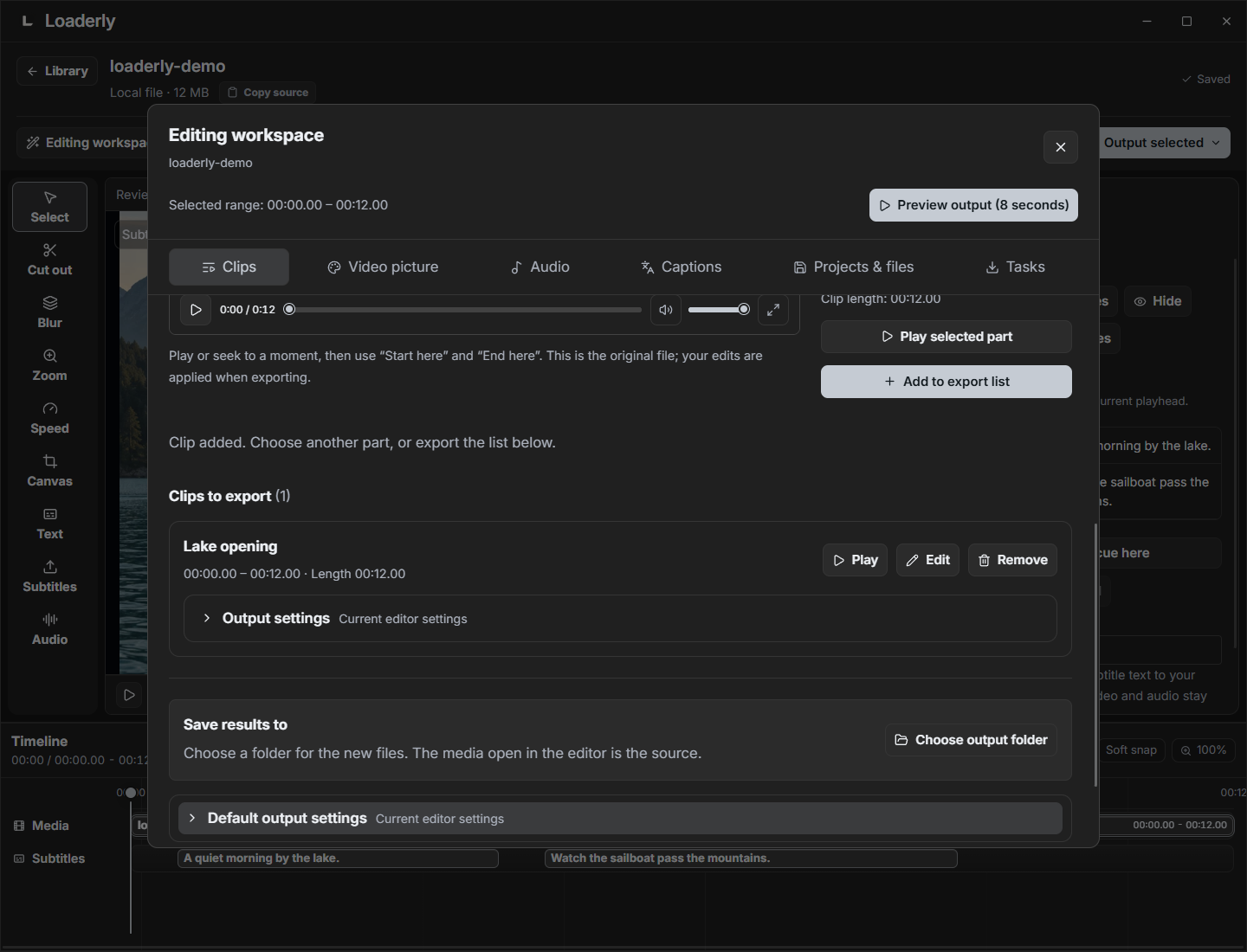 Export several named clips