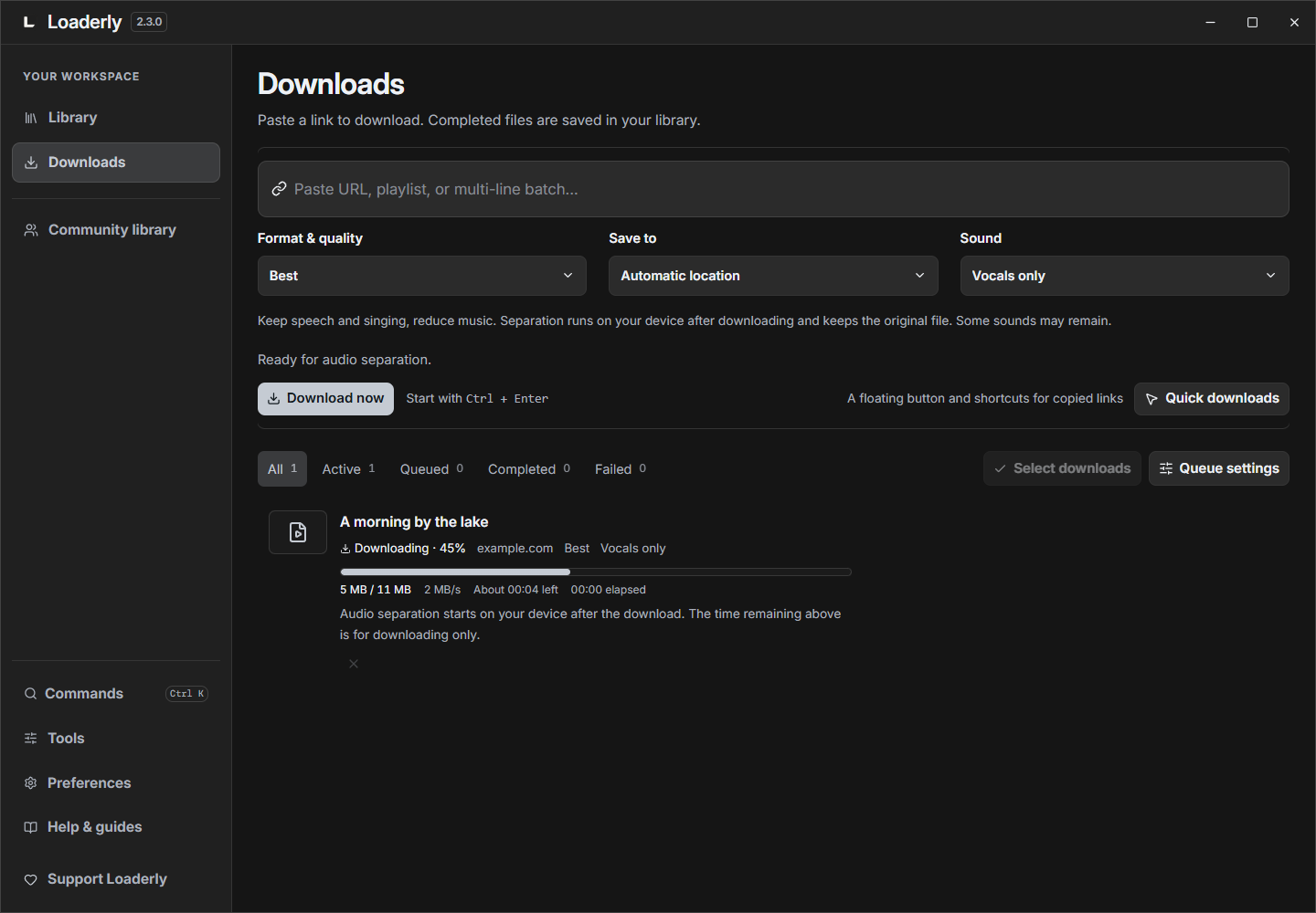 Download a video or an audio file