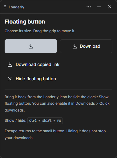 Resize, move, hide and restore