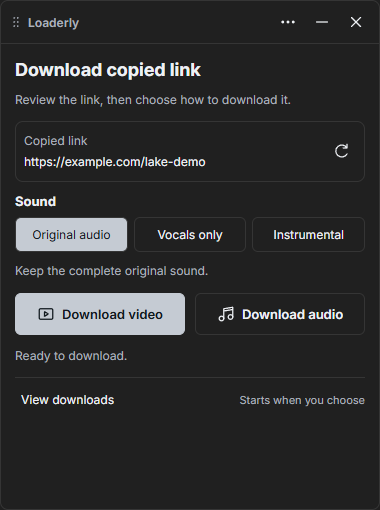 Use sound choices in quick downloads