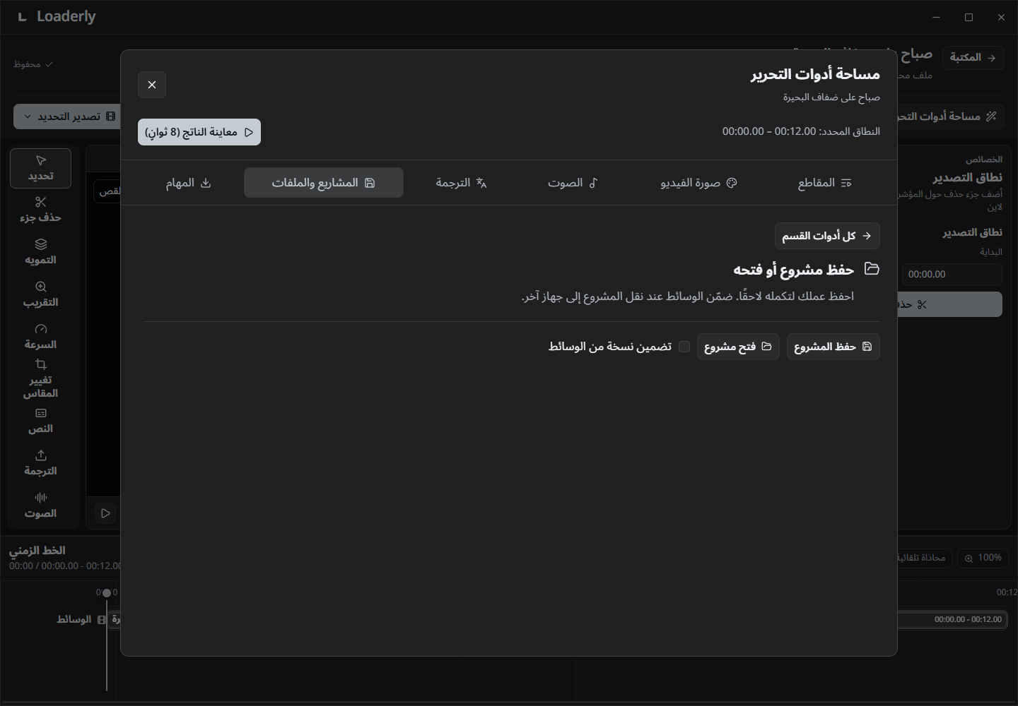 المشاريع والنسخ والمعاينات