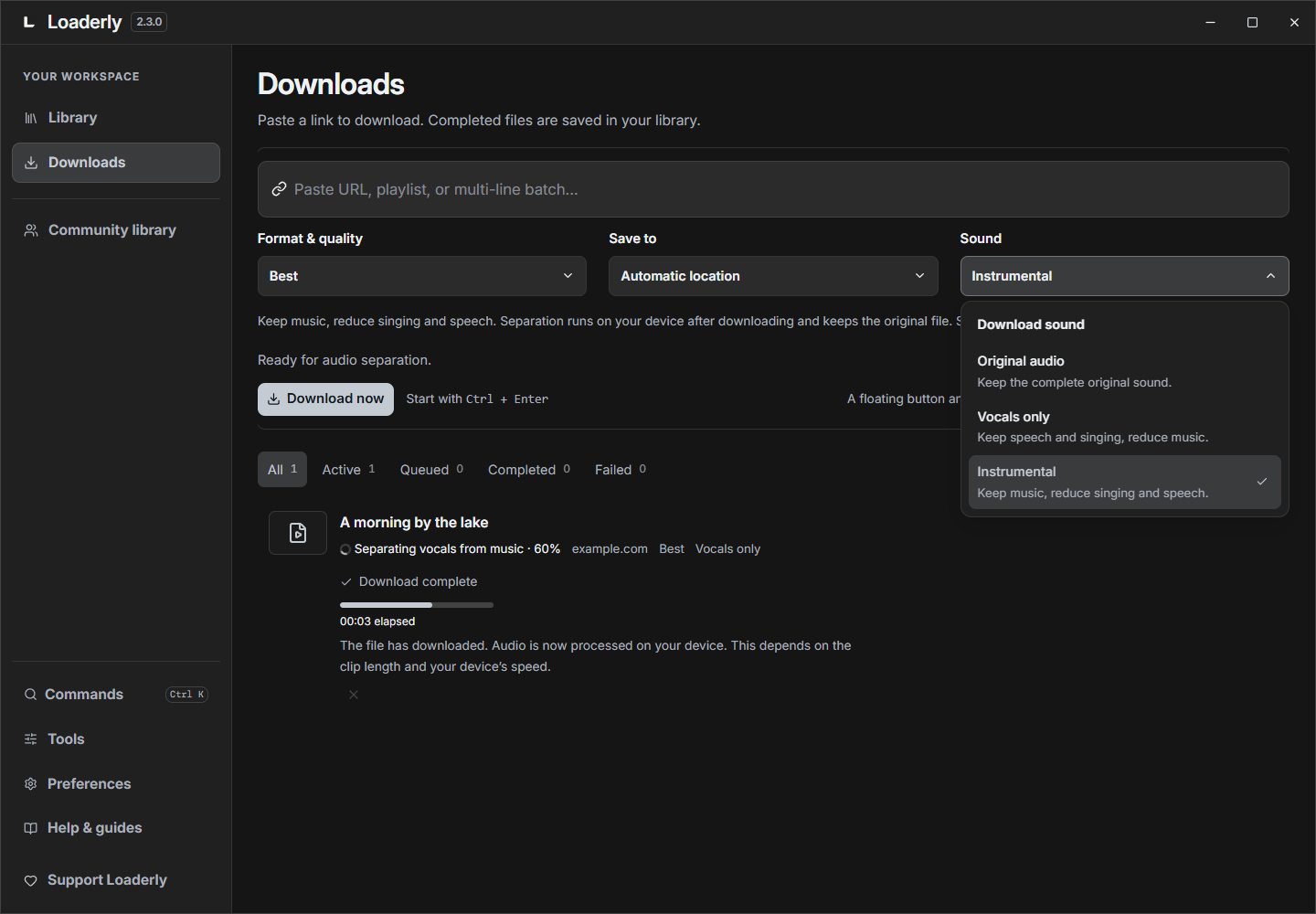 Download vocals or music