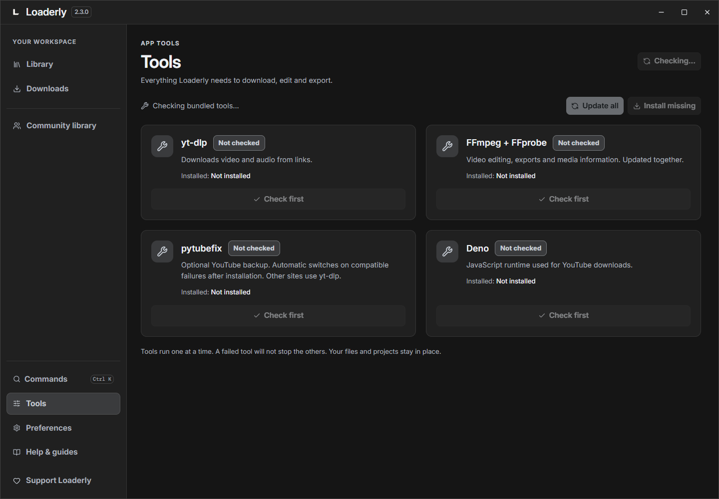 Download engines and tool updates