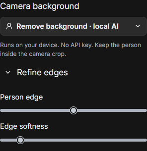 The removal mode and edge controls are together.
