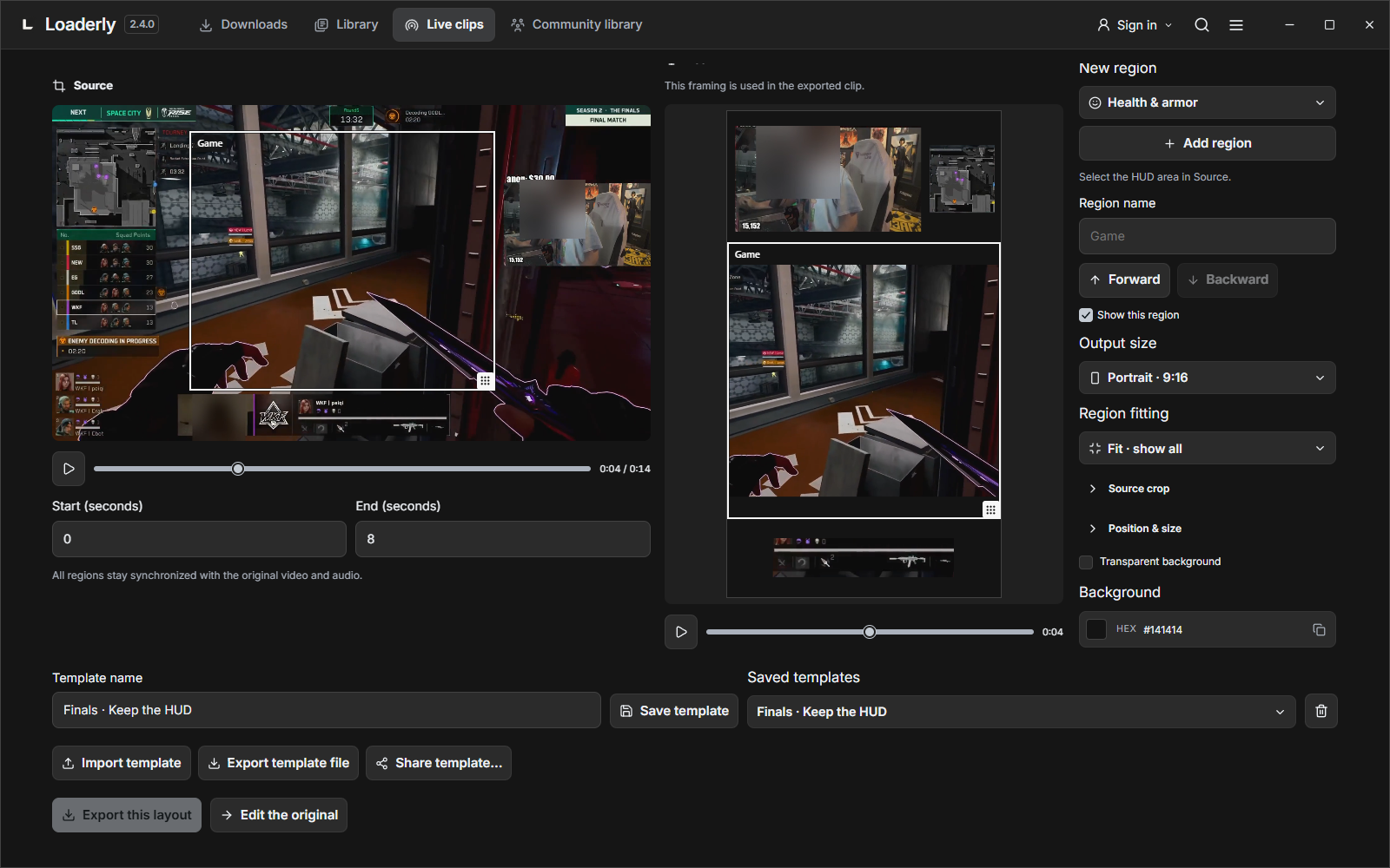 Keep health, ammo and the map visible