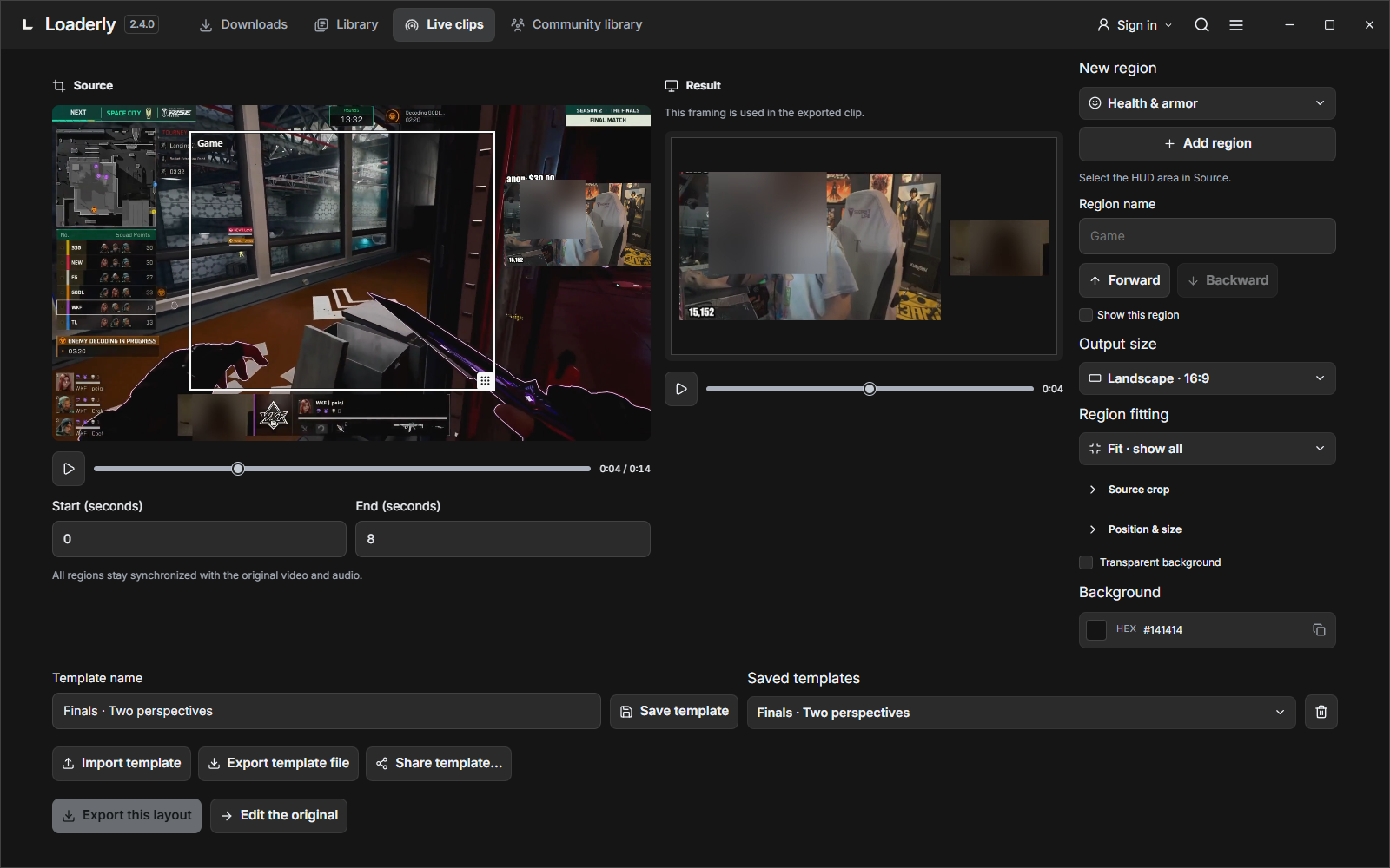 Each camera has its own source box and position in the result.